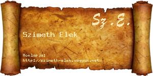 Szimeth Elek névjegykártya